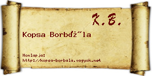 Kopsa Borbála névjegykártya
