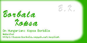 borbala kopsa business card